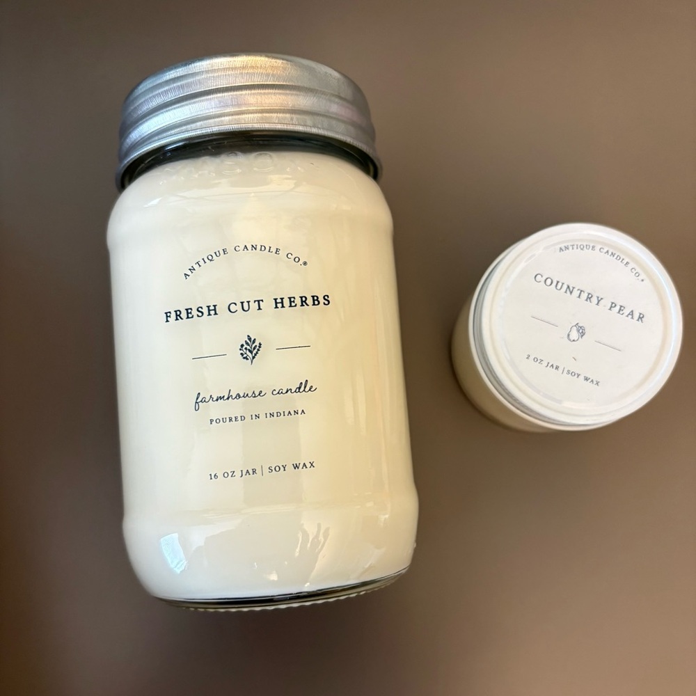 Antique Candle Co. Candles - Fresh Cut Herbs 16 oz. & Country Pear 2 oz. NEW!